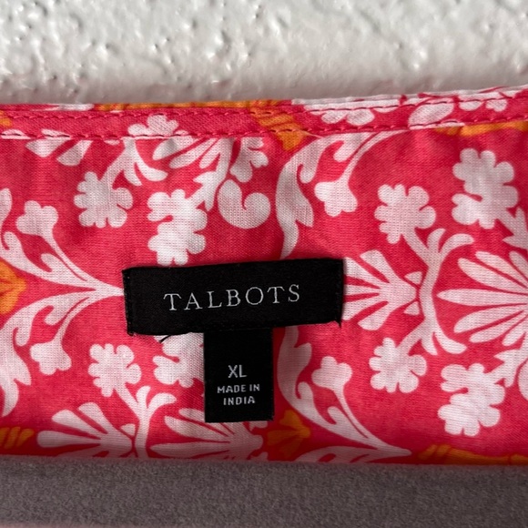 Talbots Top Women's XL Lightweight Cropped Resort Wear Damask Print - Picture 6 of 8